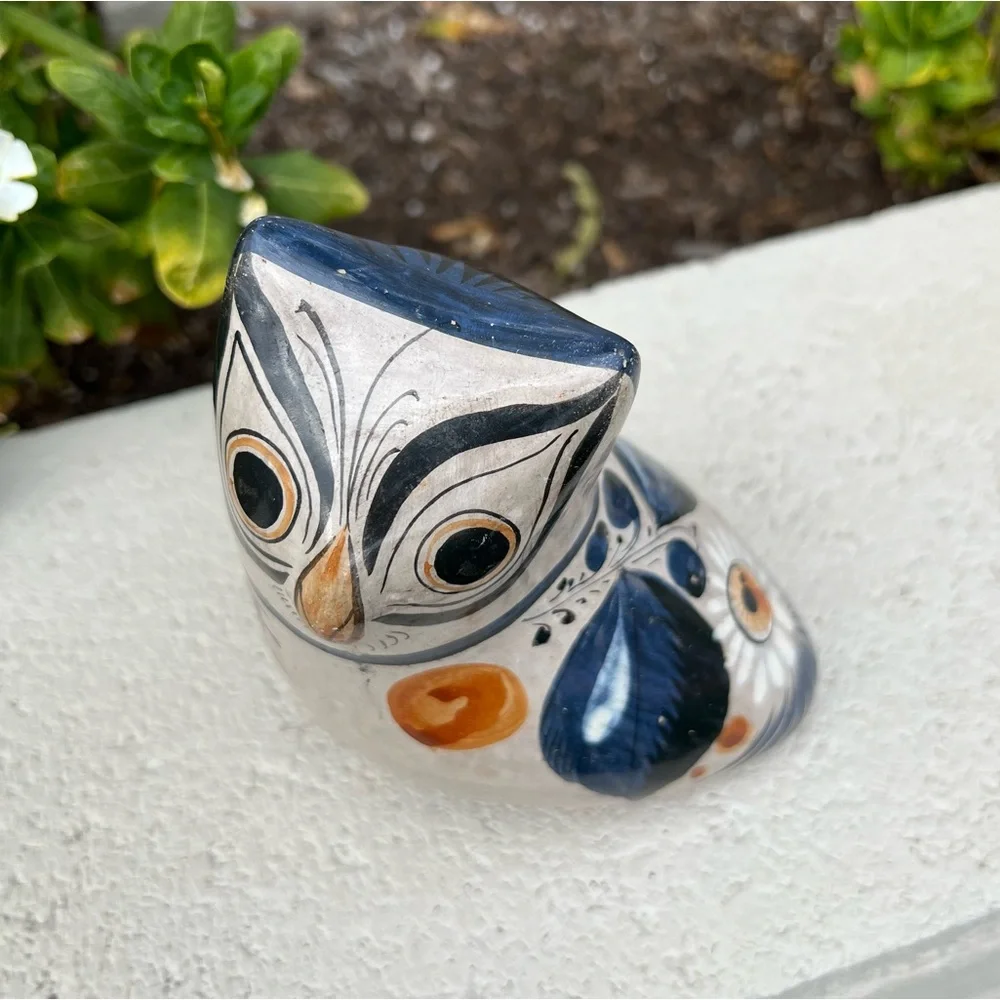 Tonala Mexican Pottery Vintage MCM Folk Art Owl